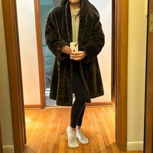 Faux fur, silk lined vintage coat